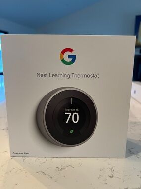 Google Nest Learning Thermostat - Stainless Steel, Black Display 3rd gen